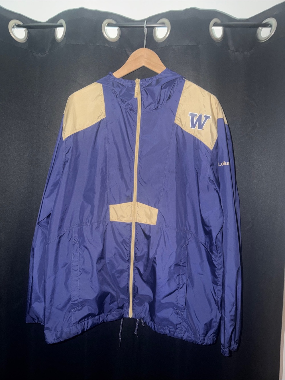 Purple and Gold Full-Zip Windbreaker Jacket with Hood
